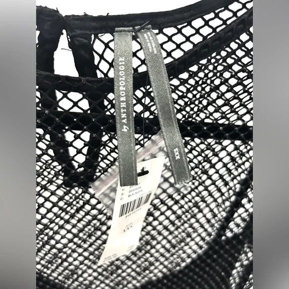 Anthropologie Long-Sleeve Beaded Mesh Top (XXS) - Picture 6 of 6